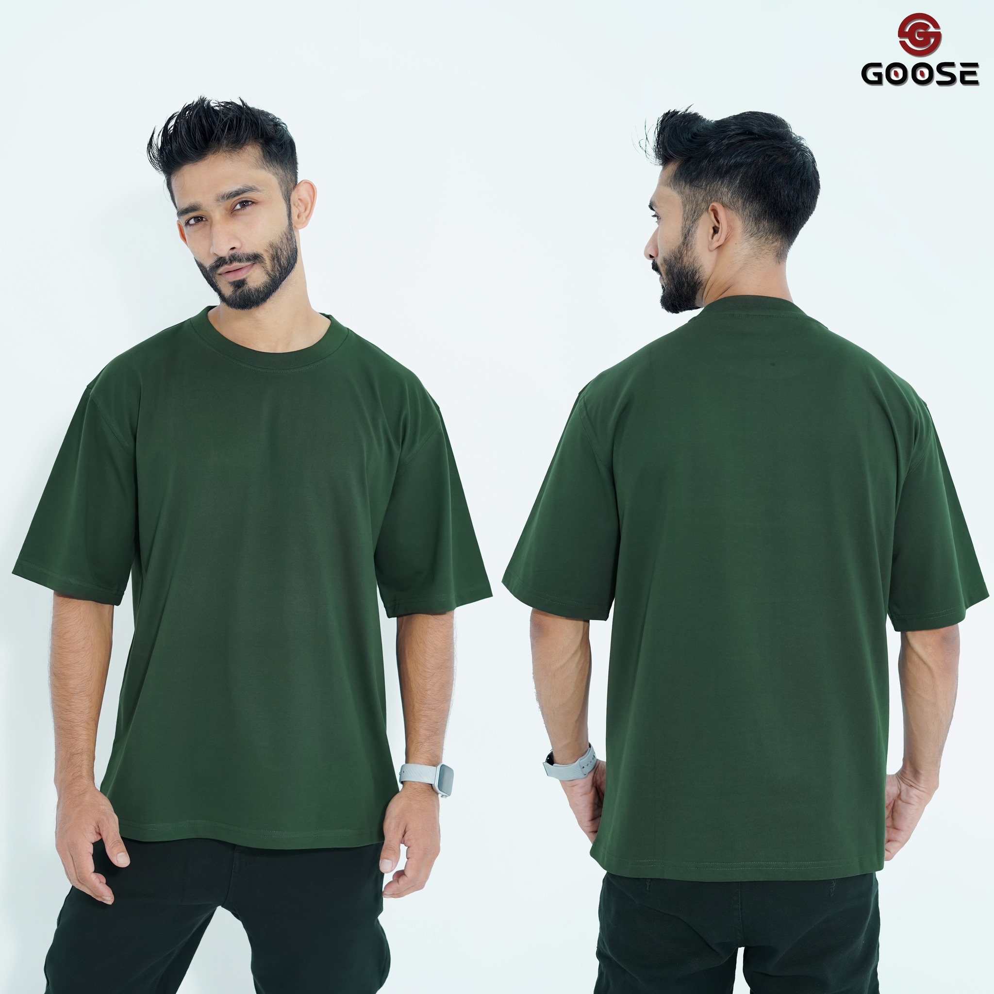 Goose Solid Flatted Single Jersey Dropshoulder Tshirt