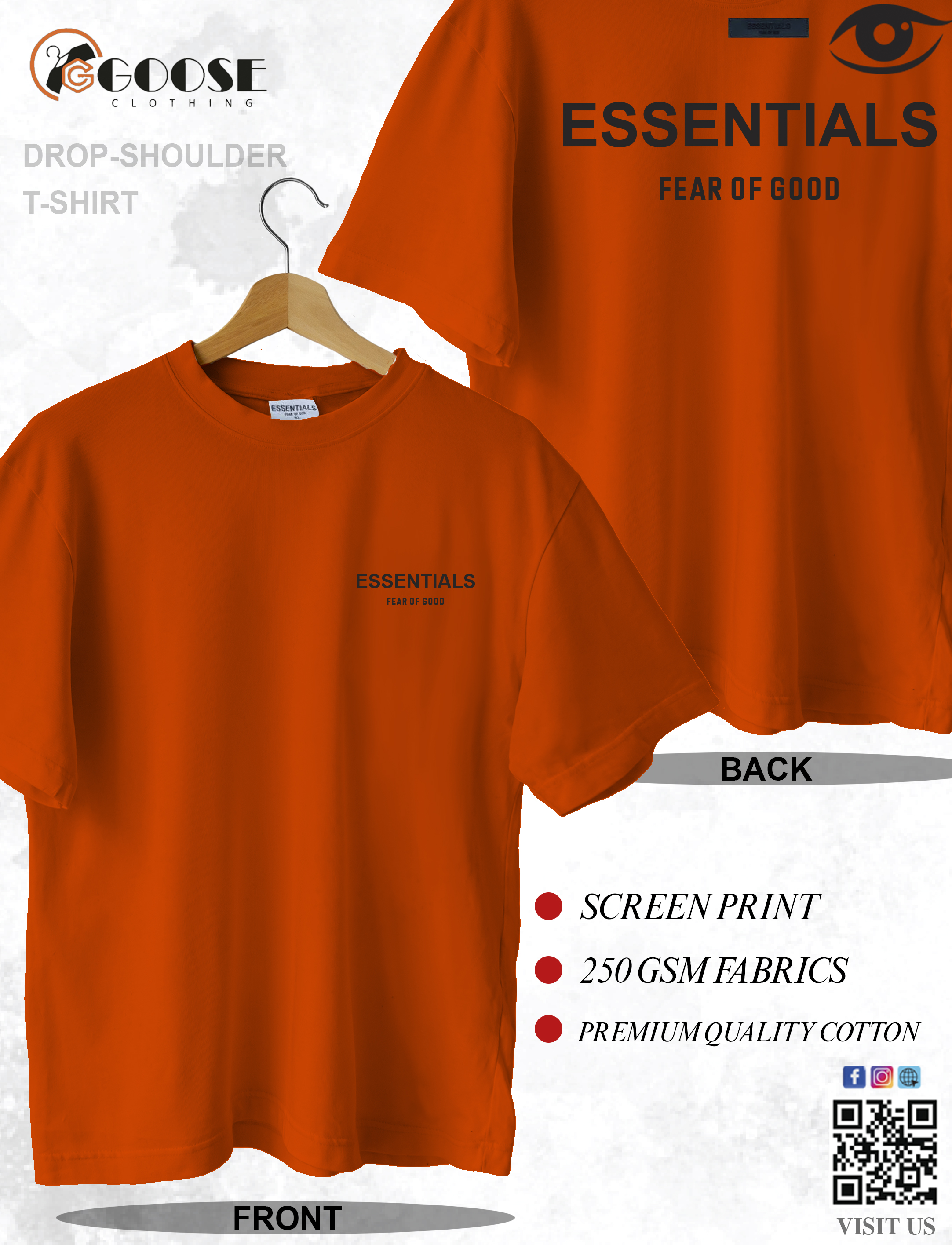 Essentials Front Back Printed Oversized Tee