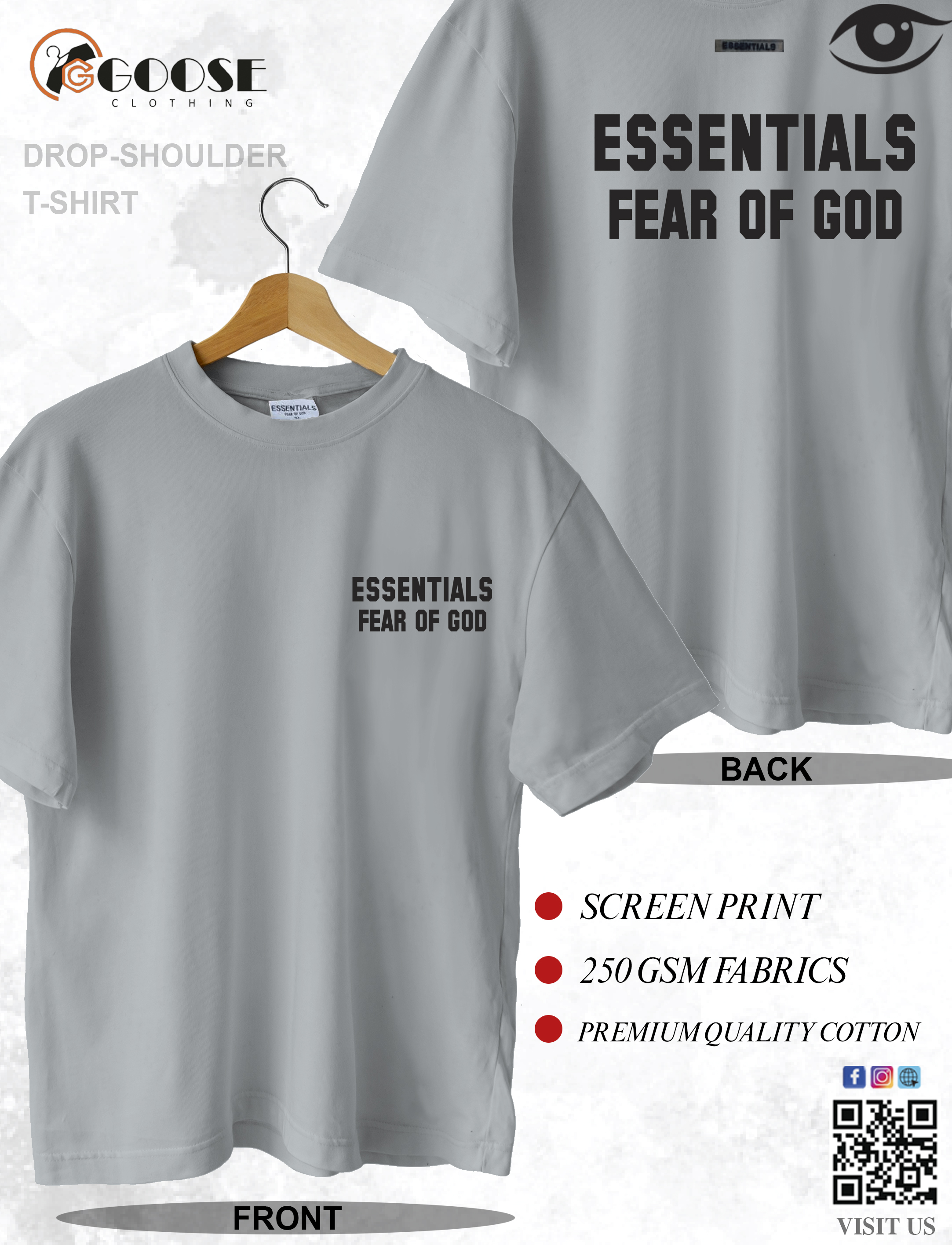 Essential Fear of god Front Back Printed Oversized Tee