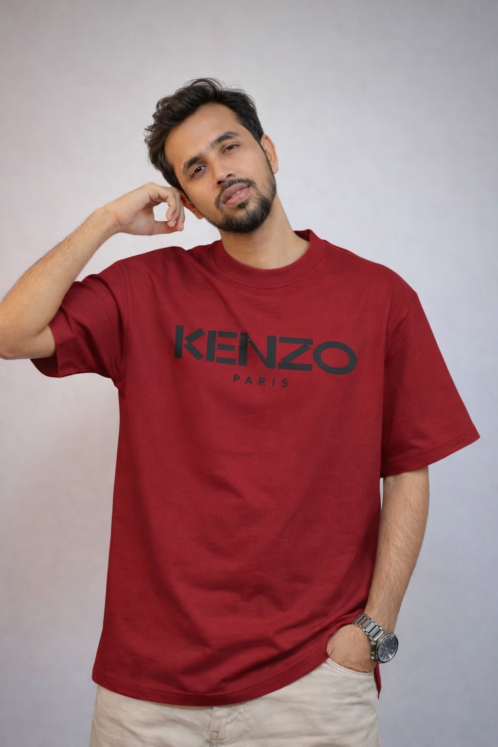 Goose Cross Terry Print Drop Shoulder tee